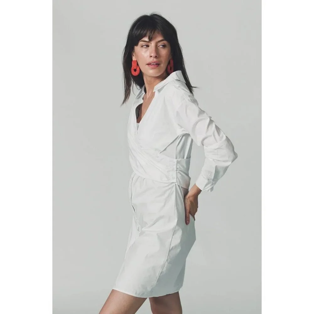 Anthropologie Hackney Shirt Dress Mini Midi Coastal Beach Quiet Luxury Old Money - Picture 2 of 11